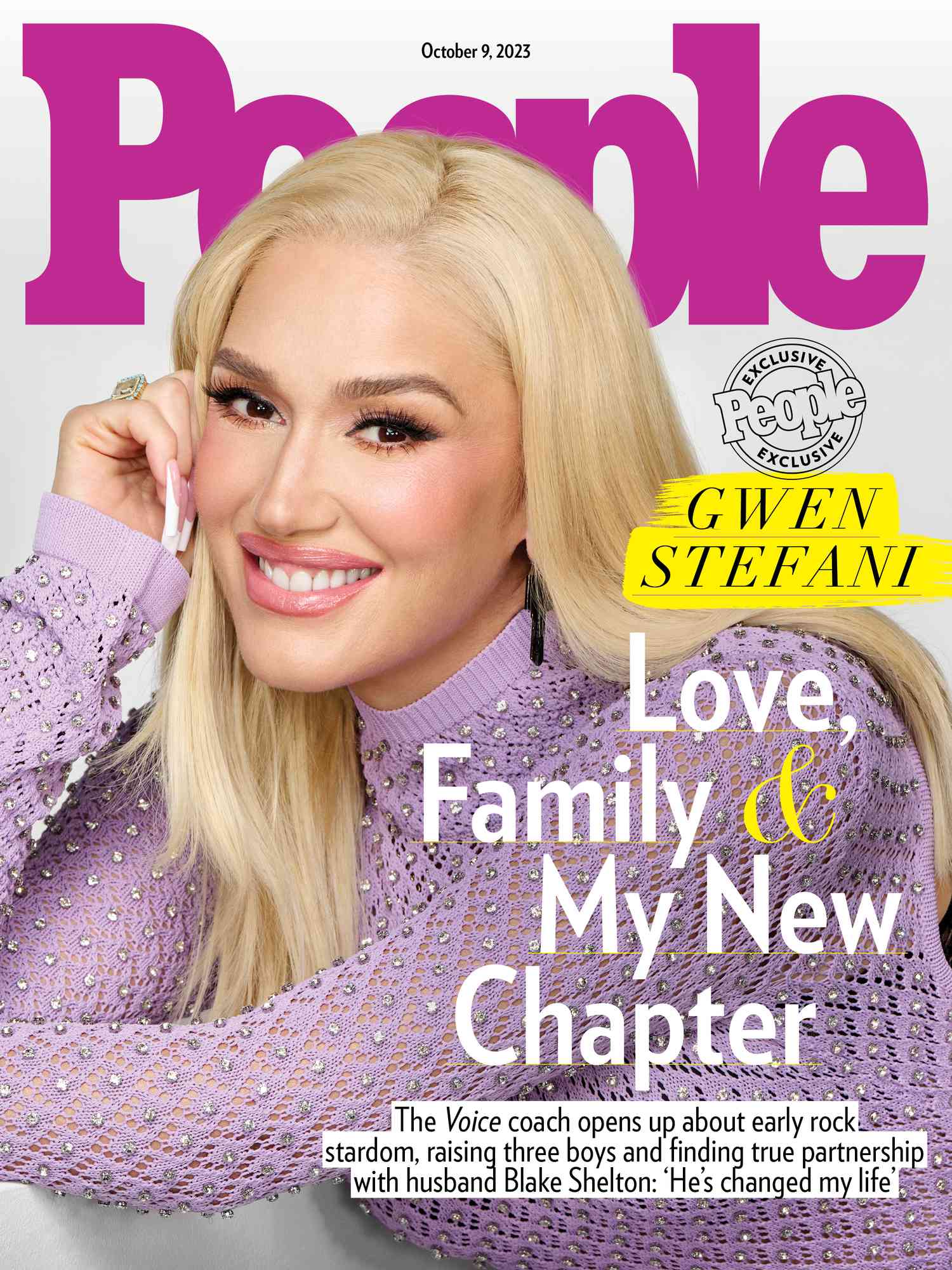Gwen Stefani featured on the cover of People Magazine, discussing love, family, and her new chapter in life.