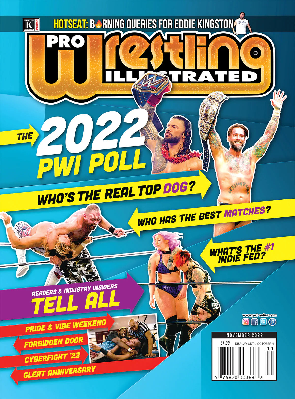 Pro Wrestling Illustrated Magazine cover featuring wrestling stars from November 2022 edition.