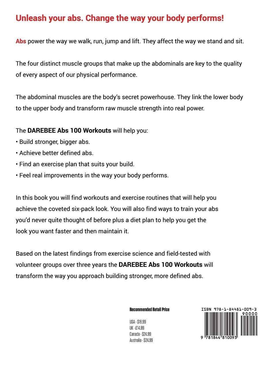 Rey N Abs 100 Workouts book cover showing colorful illustrations of easy-to-follow abdominal exercise routines.