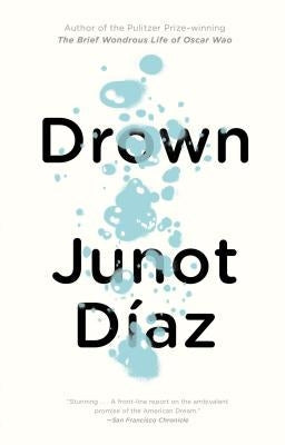 Paperback of "Drown" by Riverhead Books showing the book cover with a dark and moody design.