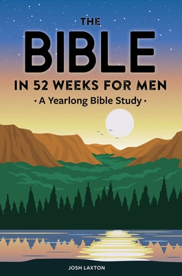 Paperback copy of "The Bible in 52 Weeks for Men" by Rockridge Press, featuring a simple cover design with title and author details.