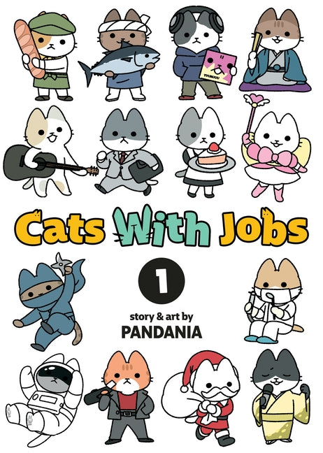 Paperback of "Cats with Jobs Vol. 1" by Seven Seas featuring illustrated cats in various work roles.