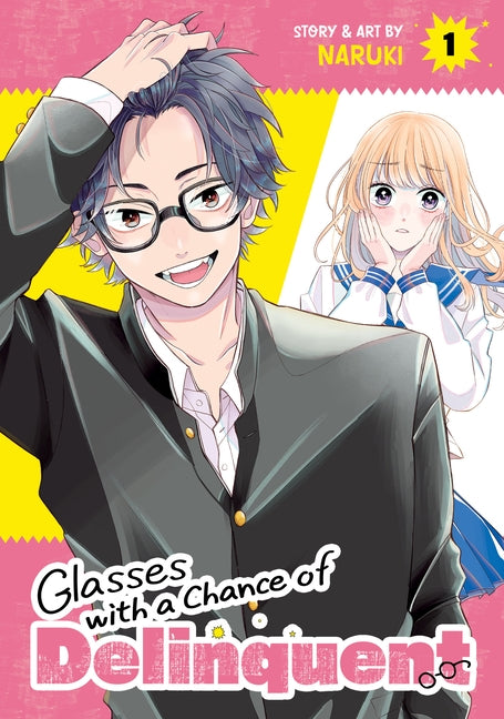 Paperback of "Glasses with a Chance of Delinquent Vol. 1" by Seven Seas, featuring the book cover with glasses illustration.
