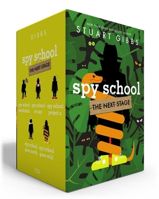 Boxed set of Spy School paperback books by Simon & Schuster, including Spy School Revolution, at Sea, Project X, Goes North, and Goes Wild.