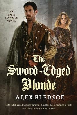 Paperback of Sword-Edged Blonde novel by St. Martin's Press featuring the book cover with title and author information.