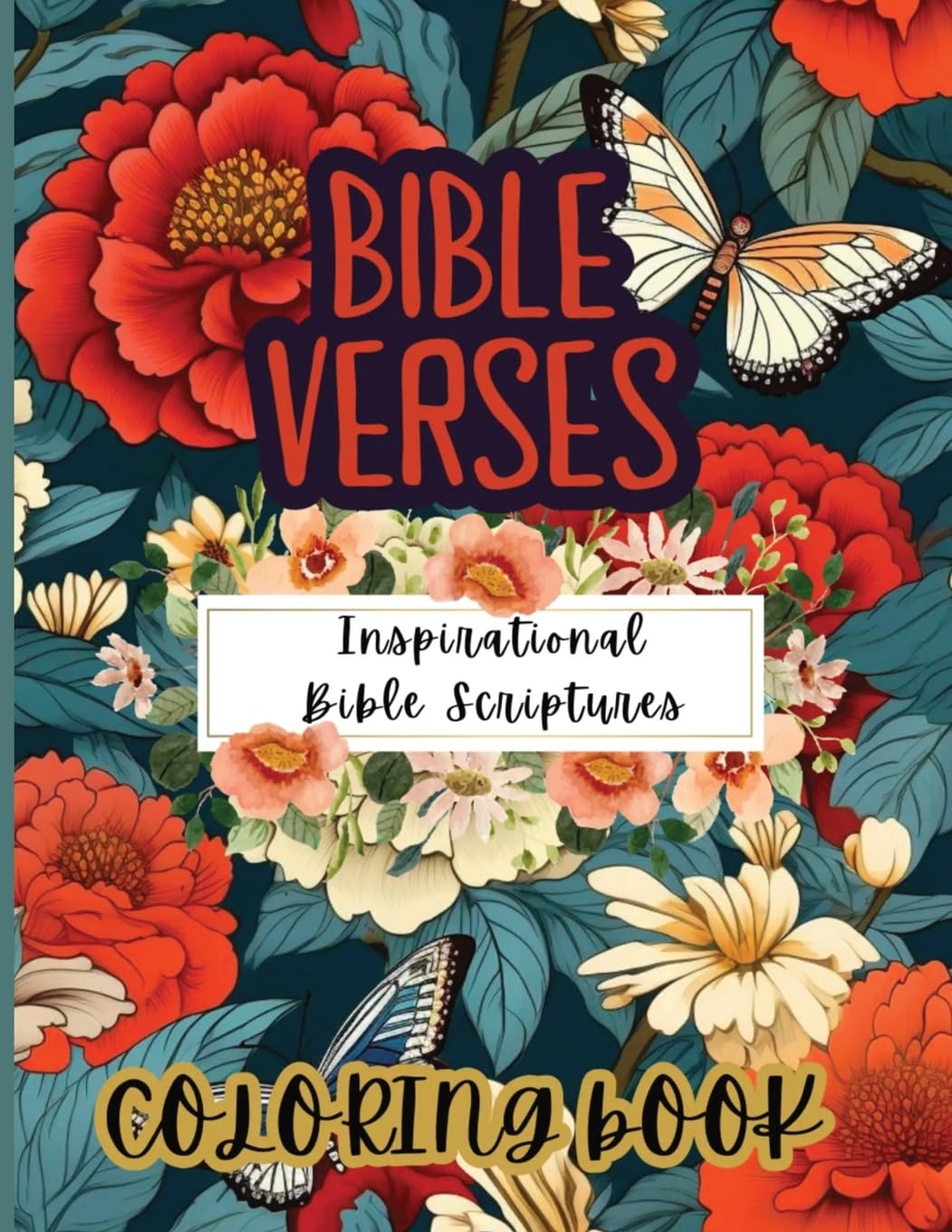 Inspirational Bible Verses Coloring Book by SureShot Books Publishing LLC featuring scripture-themed illustrations for coloring.