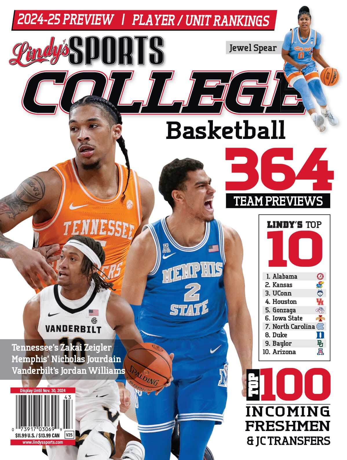 Lindy's Sports College 2025-26 Basketball Magazine from SureShot Books Publishing LLC, featuring college basketball teams on the cover.
