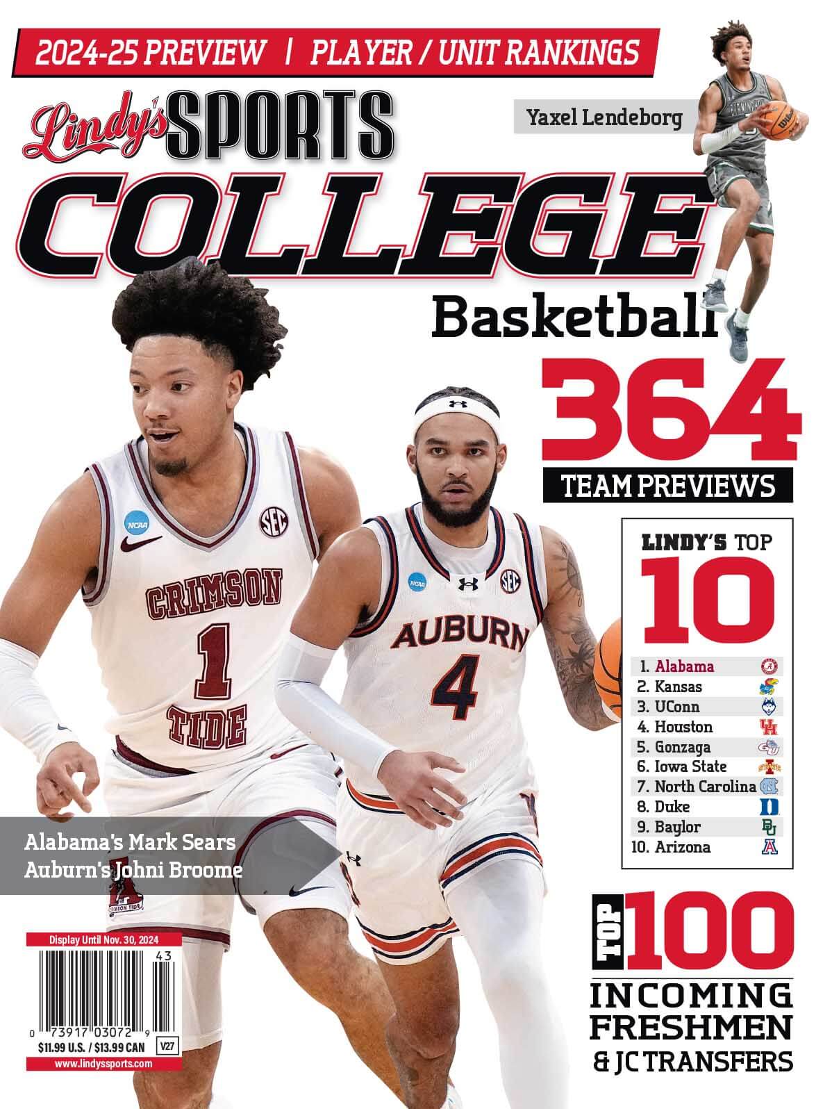 Lindy's Sports College 2025-26 basketball magazine featuring UCLA, St. Cal, UNLV teams, published by SureShot Books Publishing LLC.