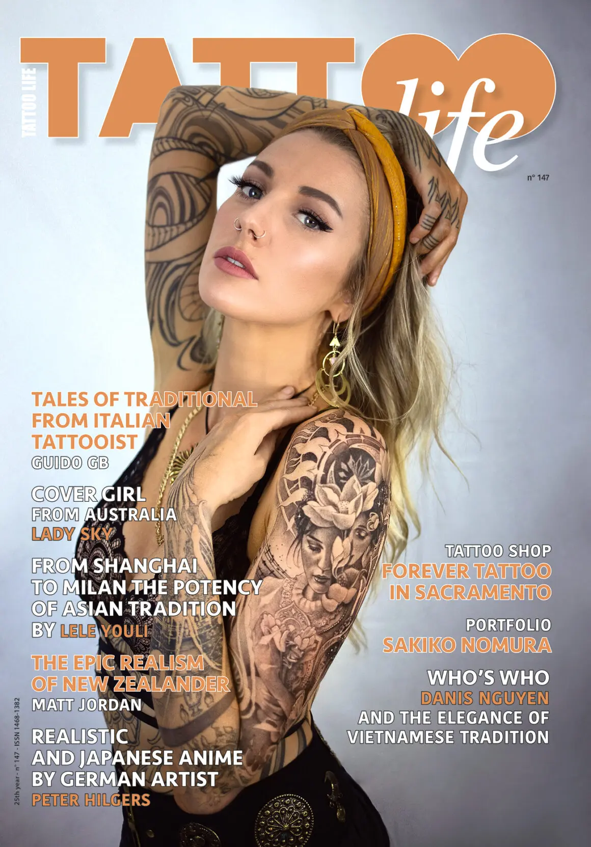 Tattoo Life Magazine single issue March-April 2024 showcasing vibrant tattoo art and featured artists on the cover.