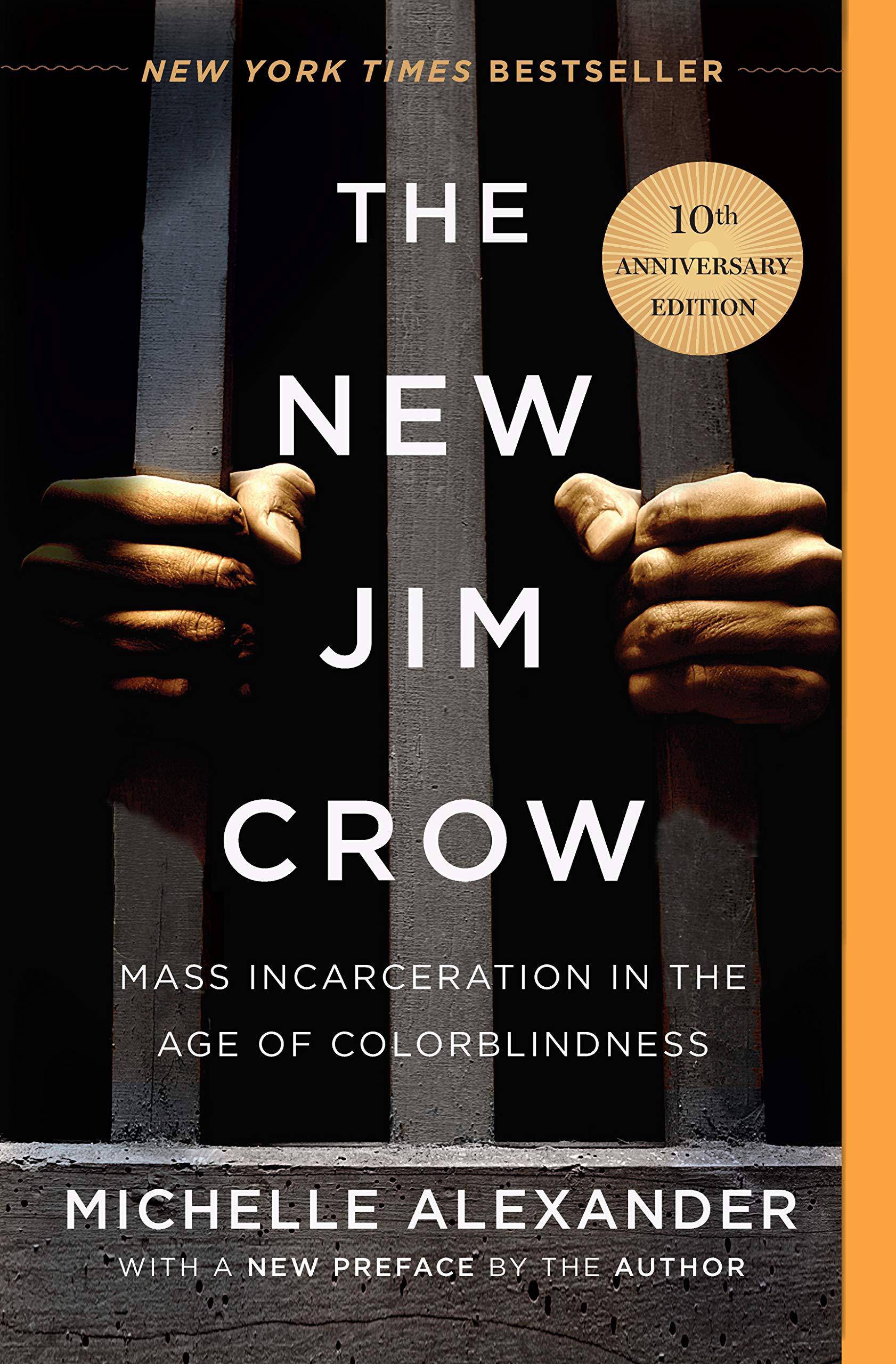 Cover image of "The New Jim Crow" book, a top pick for book clubs, discussing mass incarceration and racial injustice.
