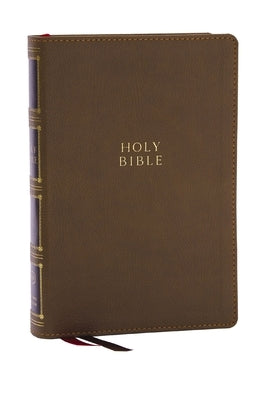 Thomas Nelson KJV Holy Bible in brown Leathersoft with thumb indexing, red letter, comfort print, compact design, includes 43,000 cross references.