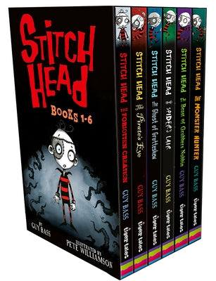 Set of six paperback Stitch Head books by Tiger Tales, featuring colorful cover illustrations and the character Stitch Head.