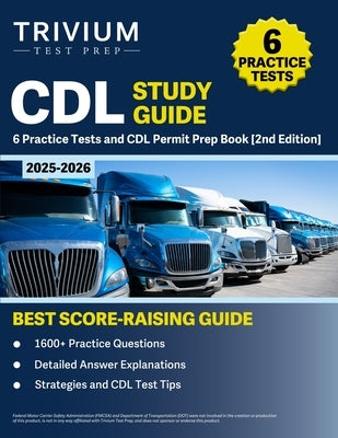 Paperback CDL Study Guide 2025-2026 by Trivium Test Prep with practice tests and permit prep for commercial driver's license.