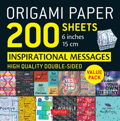 Tuttle Publishing origami paper set with 200 double-sided sheets featuring 12 inspiring designs, 15 cm size, loose leaf.