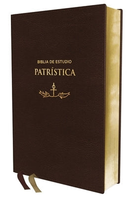 Reina Valera Revisada Bible de Estudio Patrística en color marrón, Leathersoft, interior a dos colores, palabras de Jesús en rojo.