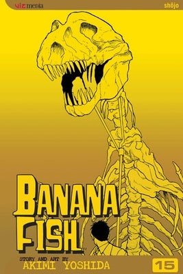 Paperback copy of Banana Fish, Vol. 15 manga by Viz Media featuring colorful cover art with characters from the series.