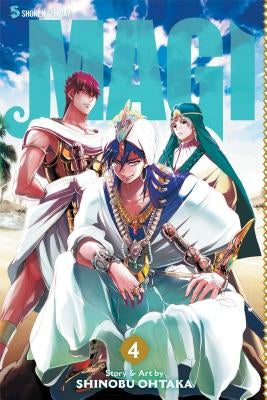 Paperback of Magi: The Labyrinth of Magic, Volume 4 by Viz Media, featuring the cover art with characters from the manga series.