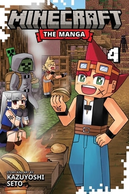 Paperback of Minecraft: The Manga, Vol. 4 by Viz Media featuring colorful Minecraft-inspired cover art.