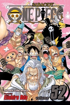 Paperback of One Piece, Vol. 52 manga by Viz Media featuring colorful cover art with characters from the series.