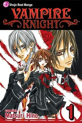 Paperback of Vampire Knight, Vol. 1 manga by Viz Media featuring cover art with characters from the series.