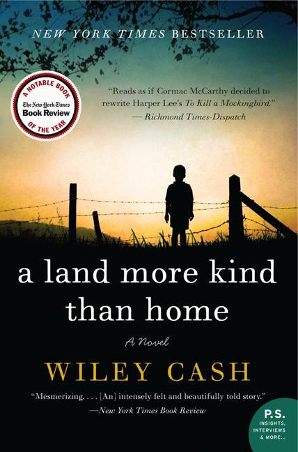 Paperback of "A Land More Kind Than Home" by William Morrow & Company, showing the book cover with title and author.