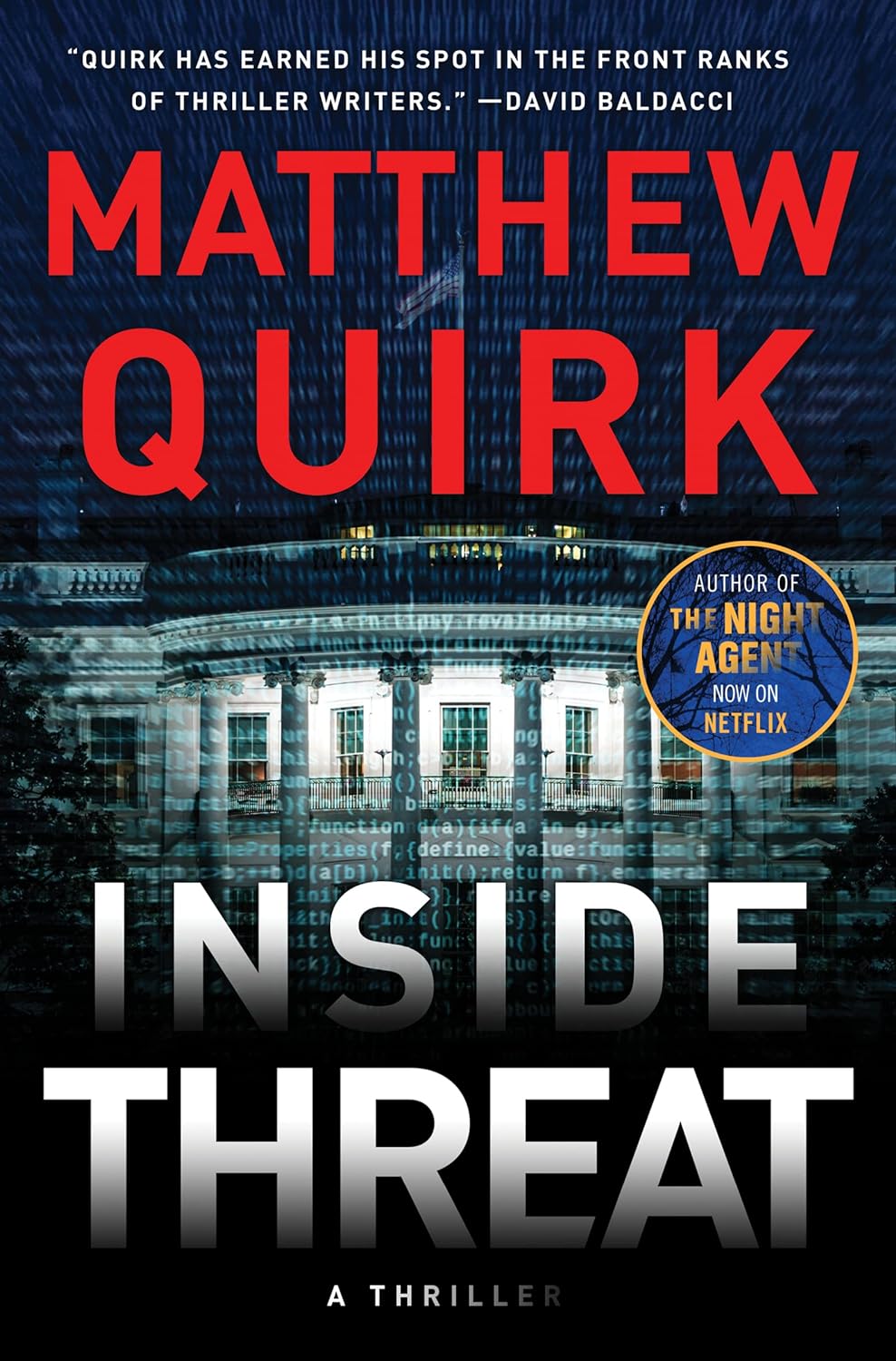 Paperback copy of Inside Threat by William Morrow & Company, showing the book cover with title and author details.