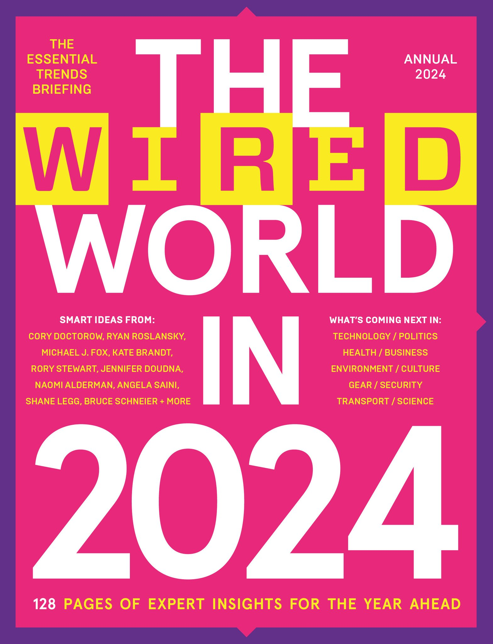 Wired Magazine cover featuring bold graphics and technology-themed articles on display.
