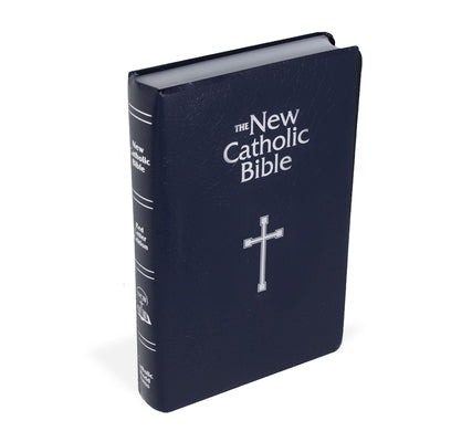 World Catholic Press NCB Gift & Award Bible open to a page, showcasing a Christian Bible with decorative cover.