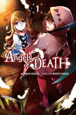 Paperback of Angels of Death, Vol. 1 manga by Yen Press featuring dark cover art and characters from the series.