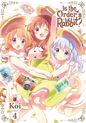 Paperback of "Is the Order a Rabbit?, Vol. 4" manga by Yen Press featuring colorful cover art with characters from the series.